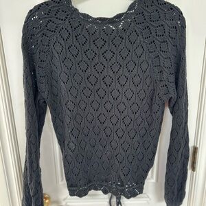 Marine Layer Charcoal Crochet Sweater